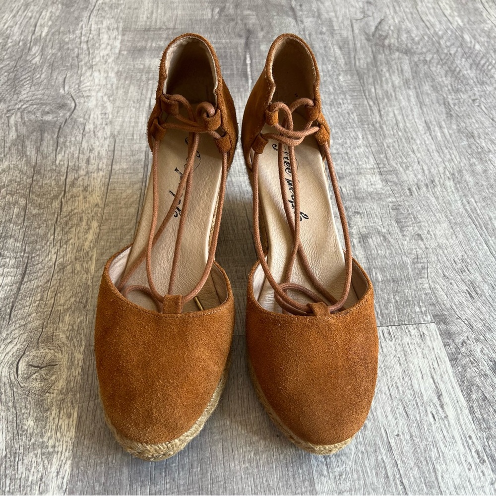 Free People Marbella Lace Up Espadrille Wedges EU 38 Boho Summer